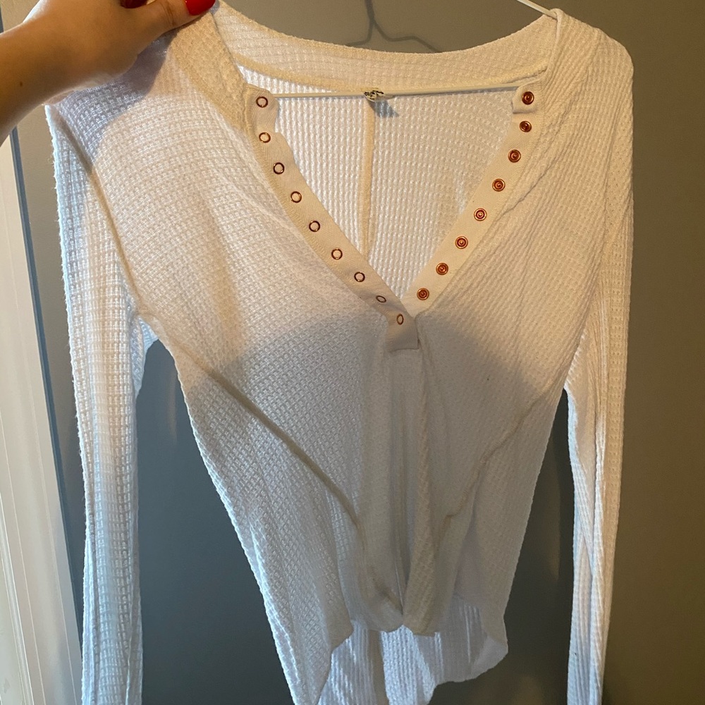 Free People long sleeve waffle Henley